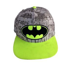 Batman Youth Snapback‎ Hat Neon Yellow Brim Adjustable Comic Graphic